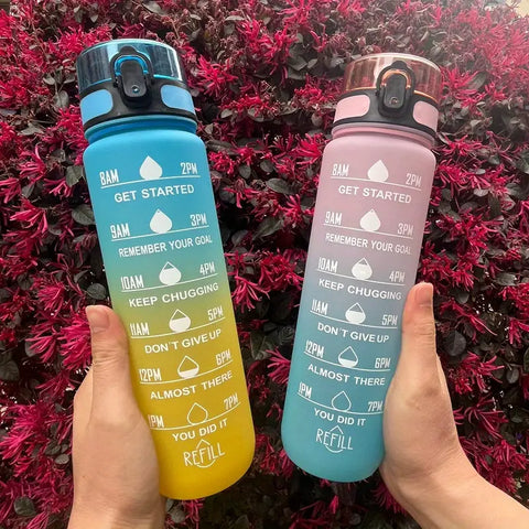 Motivational 1L Sports Water Bottle with Time Markings