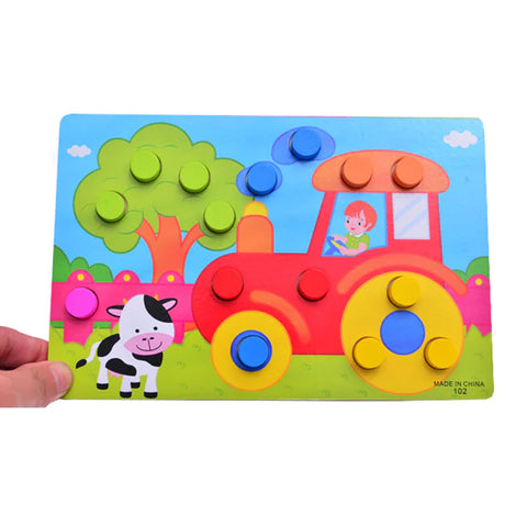 3D Wooden Cartoon Animal Puzzle Toy for Kids