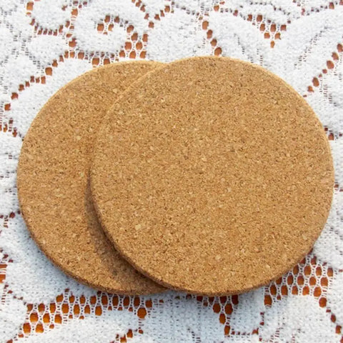 Set of 4 Cork Coasters, Cup, 9 cm / 3.5 inches