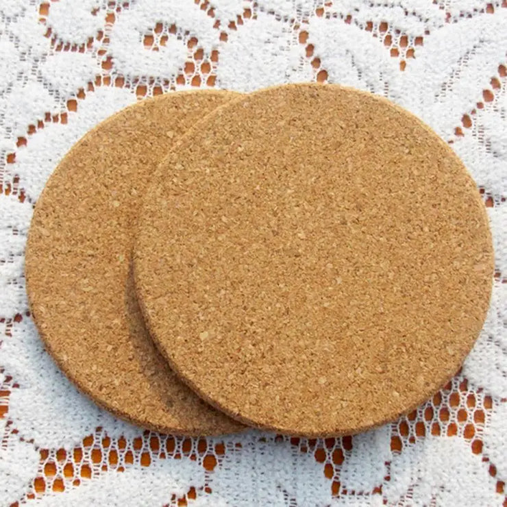 Set of 4 Cork Coasters, Cup, 9 cm / 3.5 inches