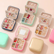 Portable Jewelry Box with Mirror and PU Leather Organizer