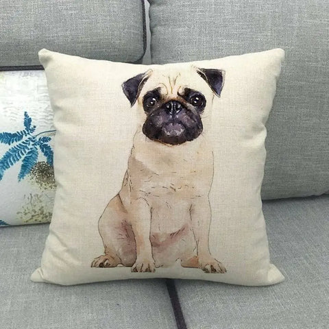 Lazy Pug Cotton Linen Home Cushion Cover