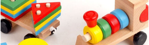 Wooden Train Three-section Tractor Toy Children&