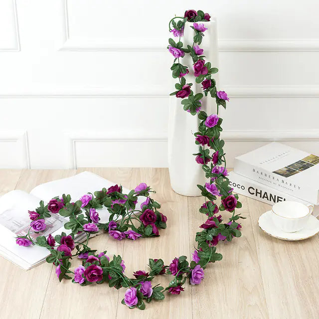 250CM Artificial Rose Garland for Home and Garden Decor