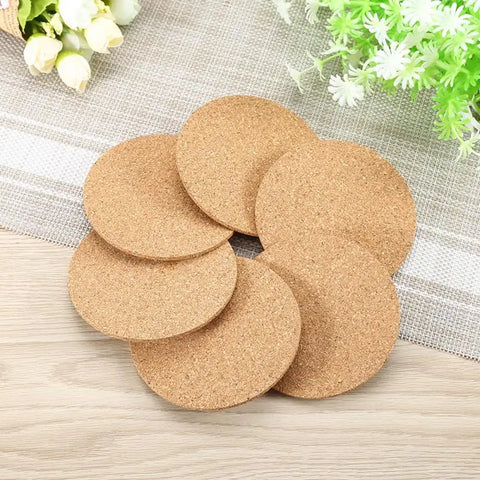 Set of 4 Cork Coasters, Cup, 9 cm / 3.5 inches