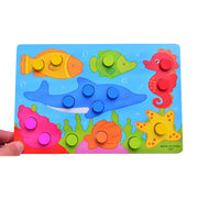 3D Wooden Cartoon Animal Puzzle Toy for Kids