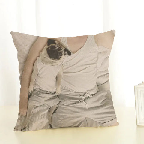 Lazy Pug Cotton Linen Home Cushion Cover