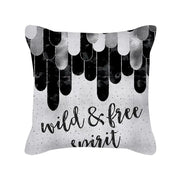 Silver Grey Geometric Print Peach Skin Throw Pillow
