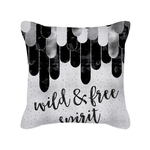 Silver Grey Geometric Print Peach Skin Throw Pillow