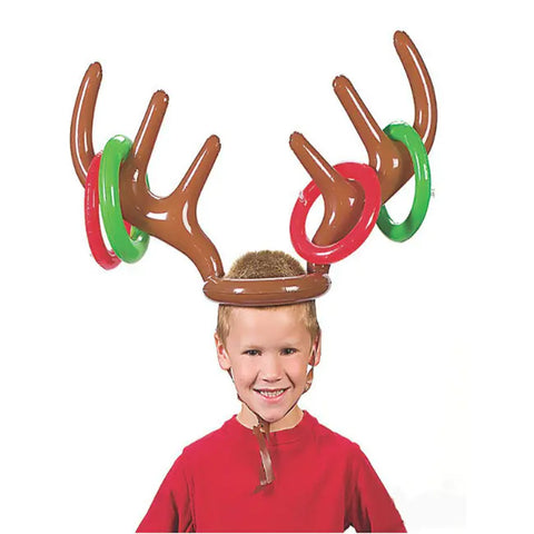 Inflatable Deer Antler Hat for Kids (Ring Toss Toy)