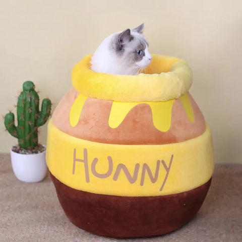 Honey Jar Shaped Plush Cat Bed and Cushion Mat