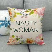Watercolor Rose Inspirational Word Linen Cushion Cover
