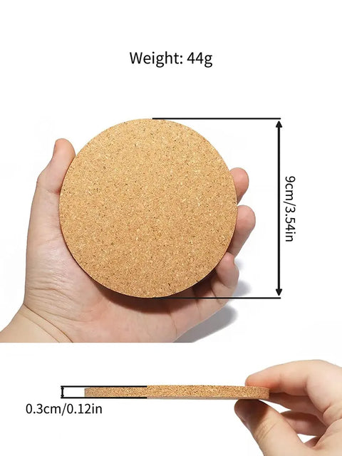 Set of 4 Cork Coasters, Cup, 9 cm / 3.5 inches