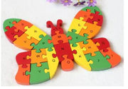 Wooden Cartoon Animal Puzzle for Kids with Letters & Numbers