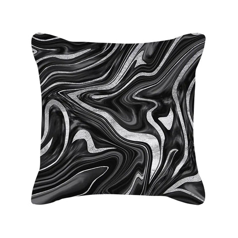 Silver Grey Geometric Print Peach Skin Throw Pillow