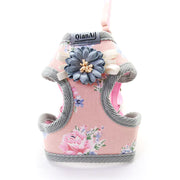 Floral Dog Leash with Pet Chest Harness for Summer