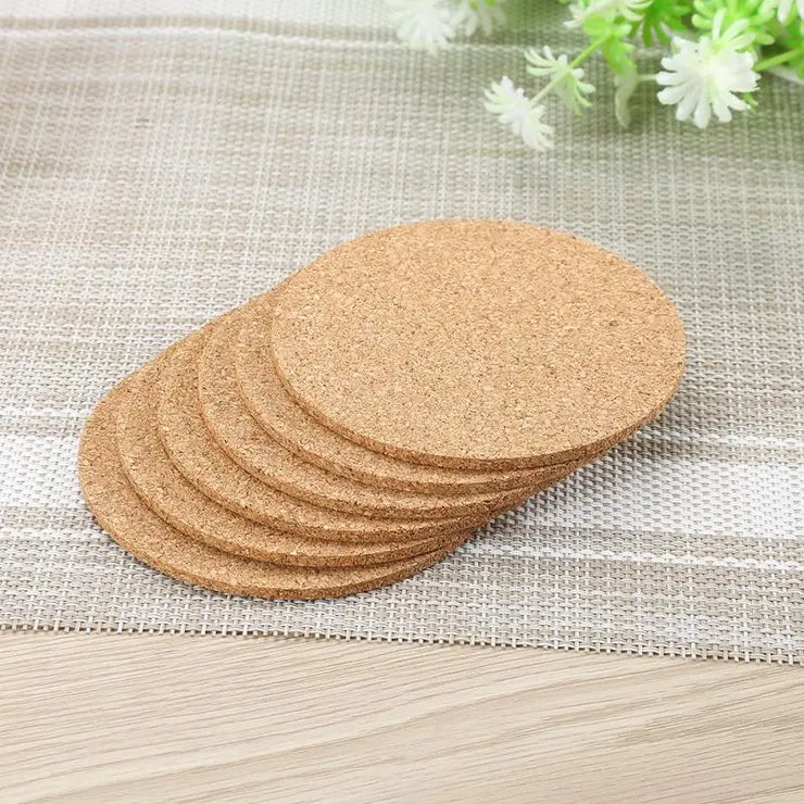 Set of 4 Cork Coasters, Cup, 9 cm / 3.5 inches