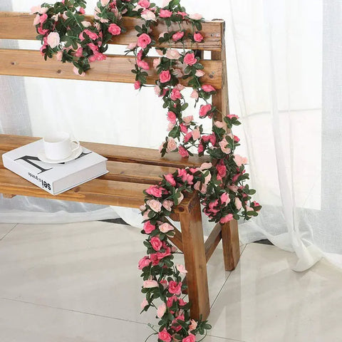250CM Artificial Rose Garland for Home and Garden Decor