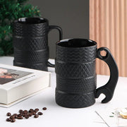 Large Capacity Tire-Shaped Ceramic Novelty Mug