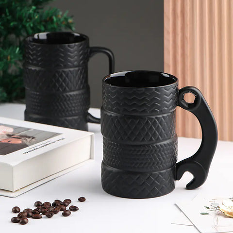 Large Capacity Tire-Shaped Ceramic Novelty Mug