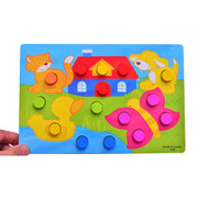 3D Wooden Cartoon Animal Puzzle Toy for Kids