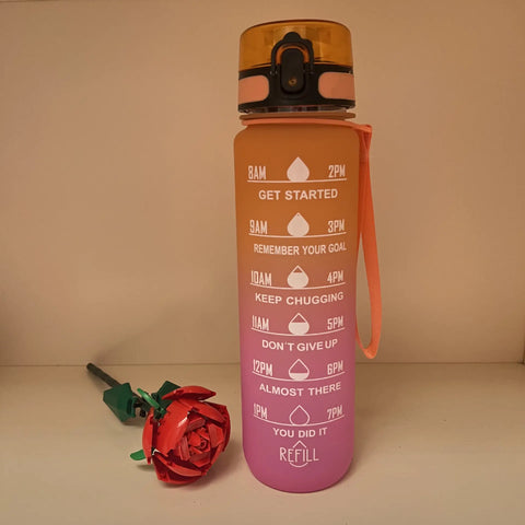 Motivational 1L Sports Water Bottle with Time Markings