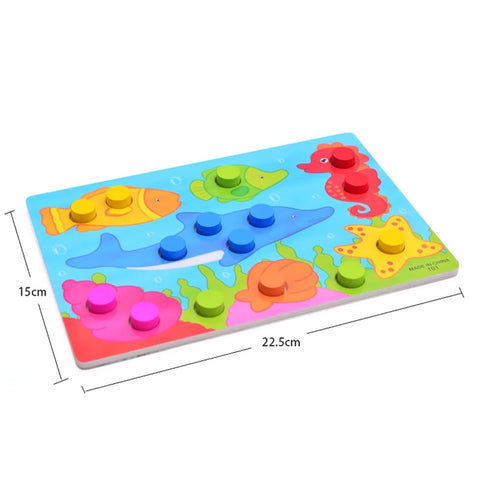 3D Wooden Cartoon Animal Puzzle Toy for Kids