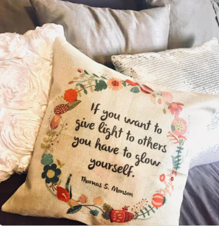 Watercolor Rose Inspirational Word Linen Cushion Cover
