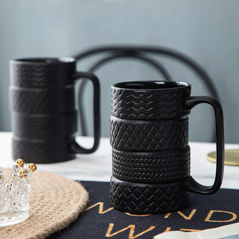 Large Capacity Tire-Shaped Ceramic Novelty Mug