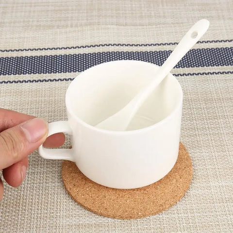 Set of 4 Cork Coasters, Cup, 9 cm / 3.5 inches