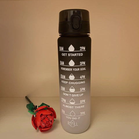 Motivational 1L Sports Water Bottle with Time Markings