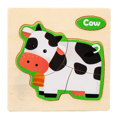 3D Wooden Cartoon Animal Traffic Puzzle for Kids