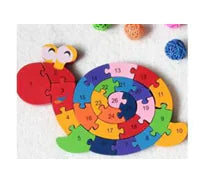 Wooden Cartoon Animal Puzzle for Kids with Letters & Numbers