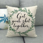 Watercolor Rose Inspirational Word Linen Cushion Cover