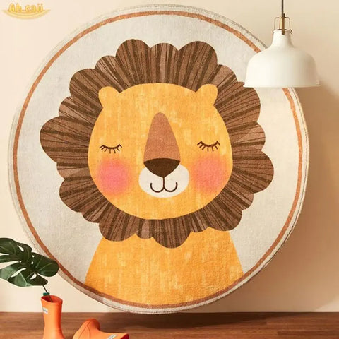 Cartoon Round Plush Floor Mat for Children&