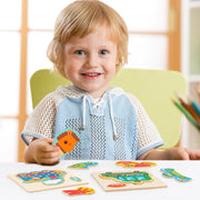 3D Wooden Cartoon Animal Traffic Puzzle for Kids