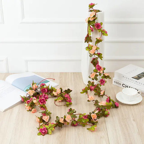 250CM Artificial Rose Garland for Home and Garden Decor