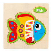 3D Wooden Cartoon Animal Traffic Puzzle for Kids
