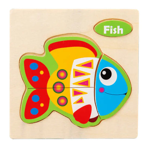 3D Wooden Cartoon Animal Traffic Puzzle for Kids