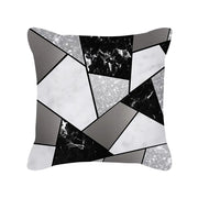Silver Grey Geometric Print Peach Skin Throw Pillow
