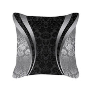 Silver Grey Geometric Print Peach Skin Throw Pillow