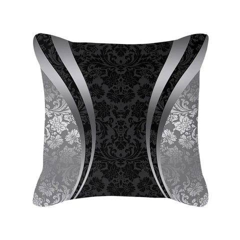 Silver Grey Geometric Print Peach Skin Throw Pillow