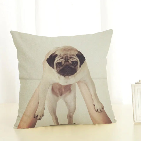 Lazy Pug Cotton Linen Home Cushion Cover