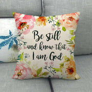 Watercolor Rose Inspirational Word Linen Cushion Cover