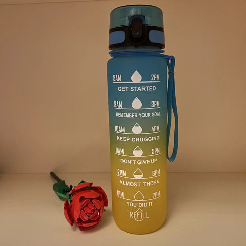 Motivational 1L Sports Water Bottle with Time Markings