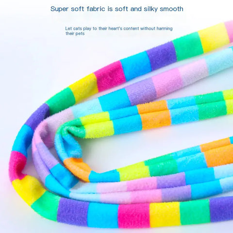 Interactive Cat Toy with Rainbow Stripes and Bell