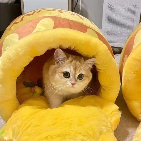 Honey Jar Shaped Plush Cat Bed and Cushion Mat