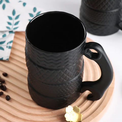 Large Capacity Tire-Shaped Ceramic Novelty Mug