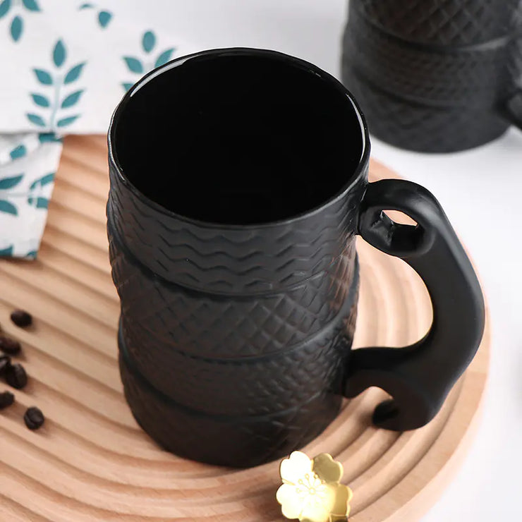 Large Capacity Tire-Shaped Ceramic Novelty Mug
