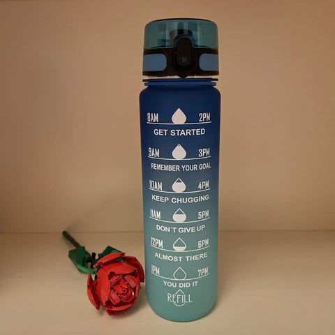 Motivational 1L Sports Water Bottle with Time Markings